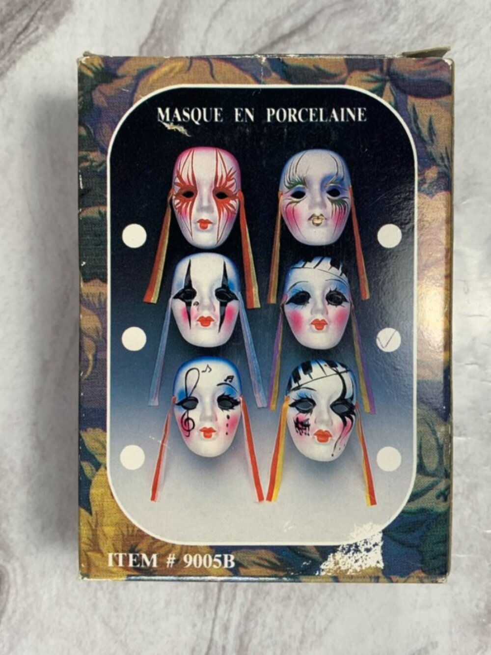 Vintage 80s Painted Porcelain Artmask Face Mask Wall Hanging Decor, Theater - Picture 5 of 6